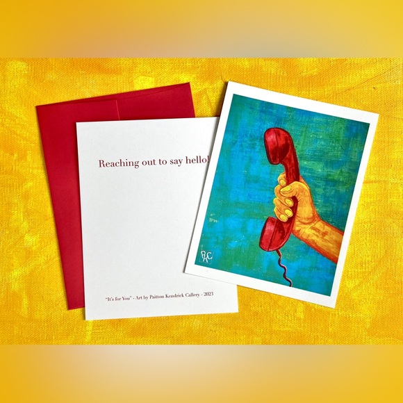5-Pack Notecards w/ Envelopes (Teal) featuring Original Artwork “It’s for You” - Picture 3 of 5
